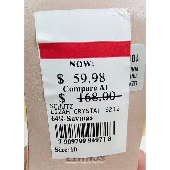 Schutz Size 10B Womens Lizah Crystal Slip On Studded Open Square Toe Heels - Picture 6 of 14